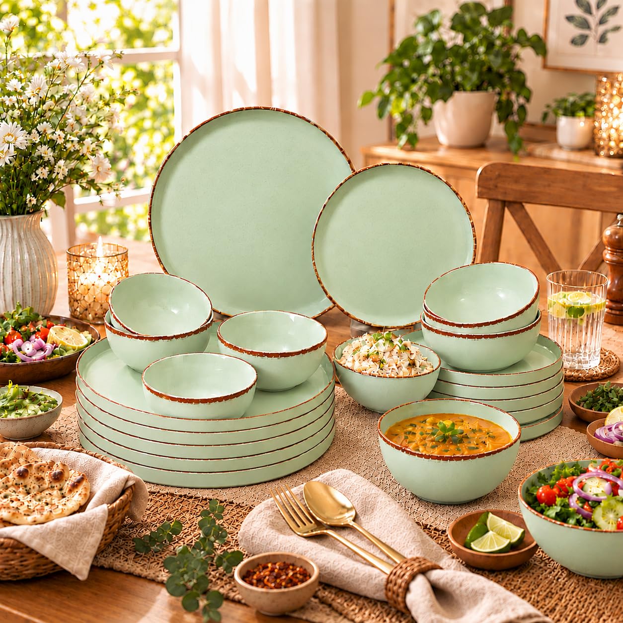 MARKET 99 Plato Dinner Set - 20 Pcs Rusty Green -4