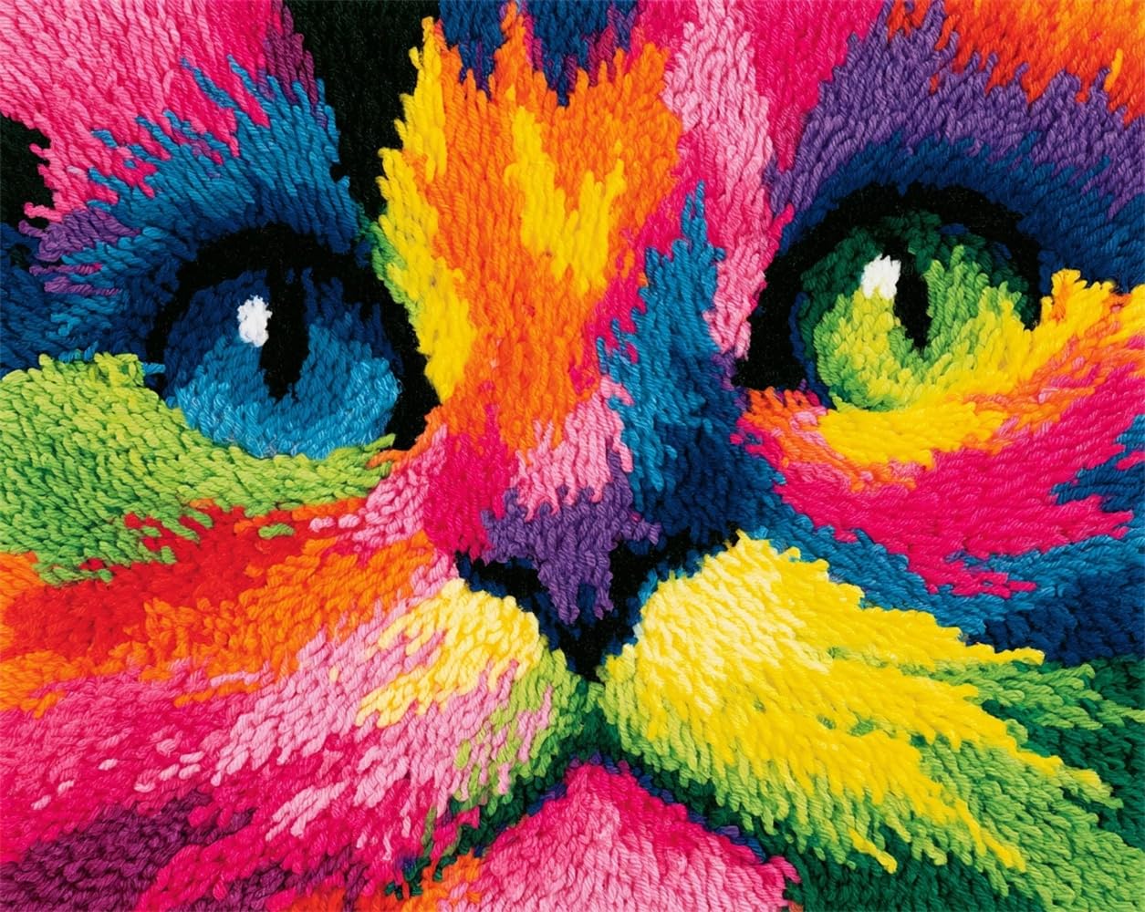 FWRTYCB Latch Hook Kits Rugs,Colorful cat