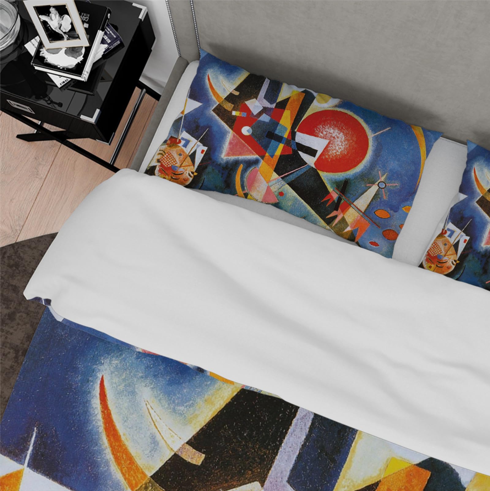 Kandinsky komplet pościeli, 1 poszwa na kołdrę, 2 poszewki na poduszkę z zamkiem błyskawicznym, abstrakcyjny nadruk na wszystkie pory roku, 140 x 200 cm