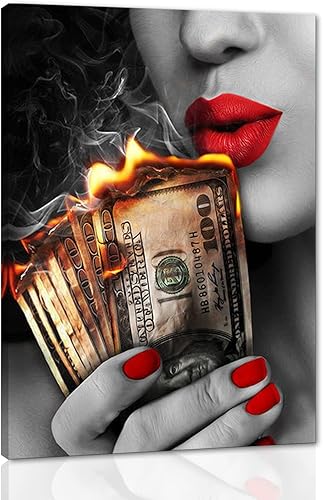 Miniatura 7 de Arte de pared de labios rojos, póster moderno y sexy impreso en lienzo decorativo moderno giclée, arte de mujer fumando, imagen de cigarro,