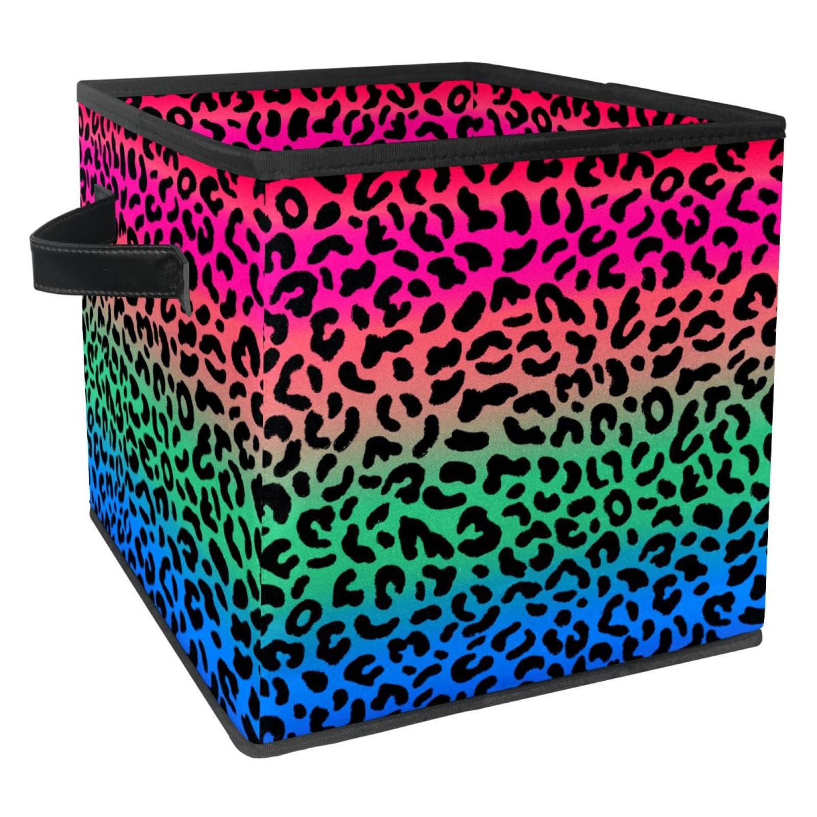 Cube de rangement léopard coloré pour organiser les jouets et livres de la chambre