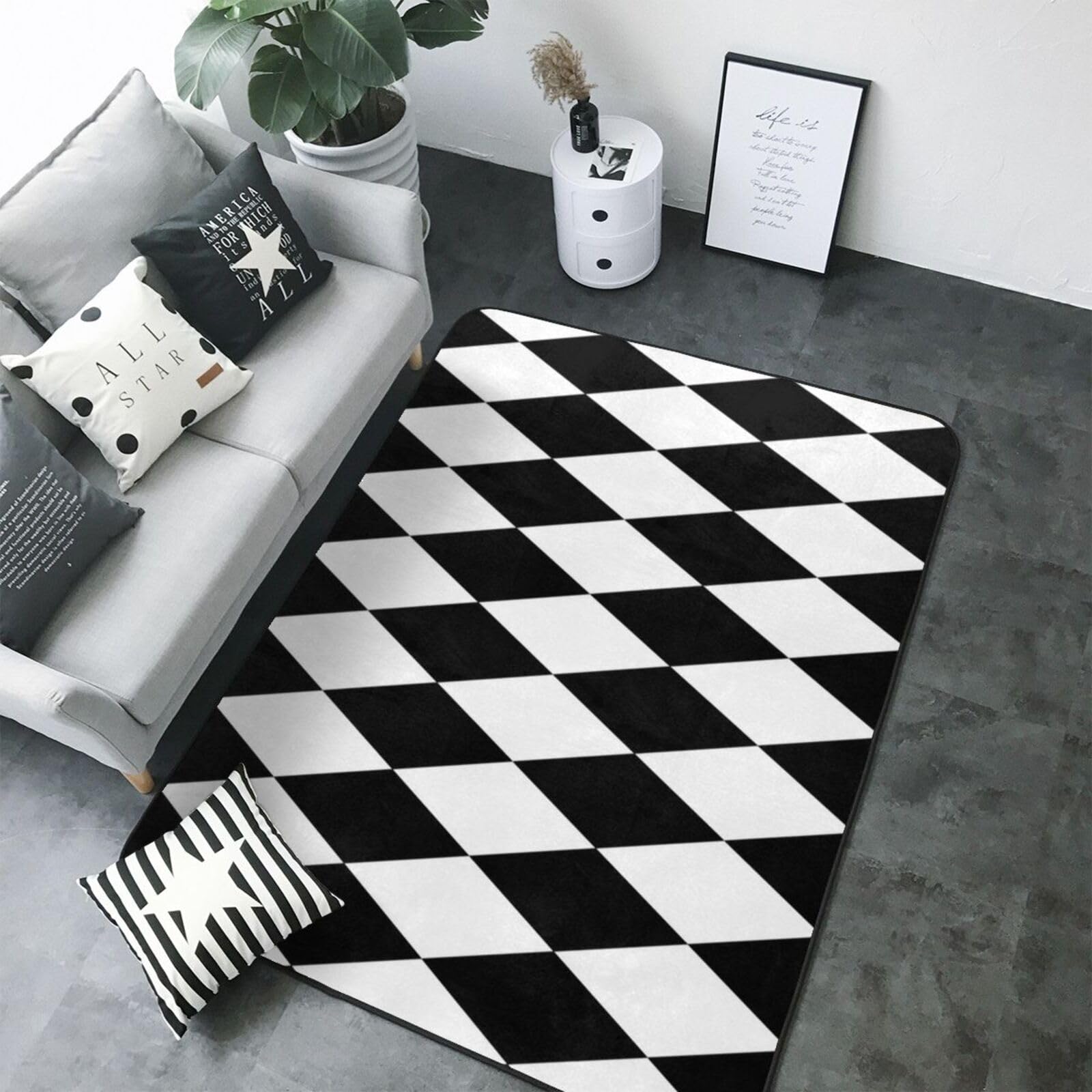Tapis anti-glisse et facile à laver pour salon et chambre 203cm