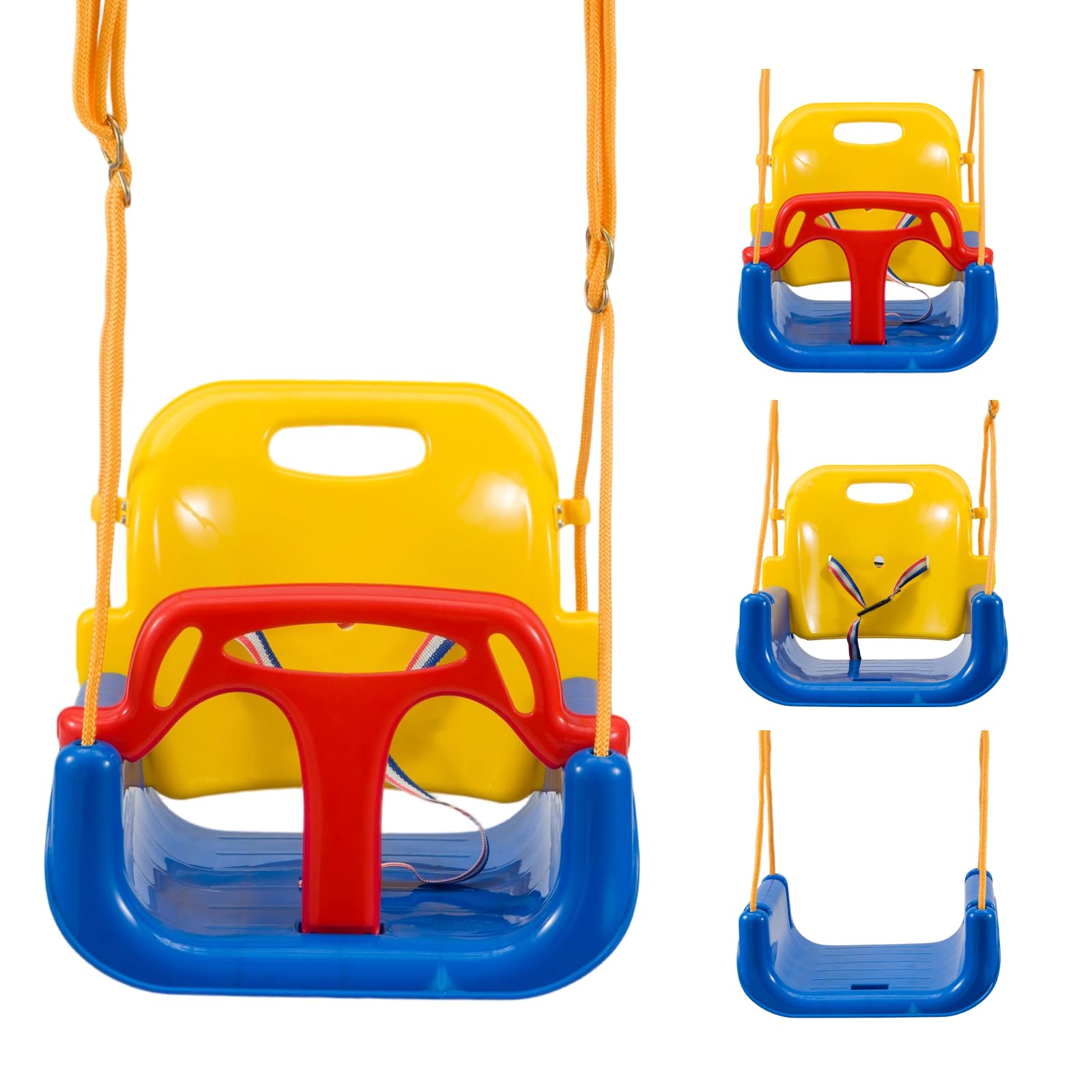 Trintion Swing 3-in-1 Swing Seat High Back Support Outdoor Playground Baby Swing Seat with Adjustable Ropes and Safety Strap Baby Swing for Garden Home Playground