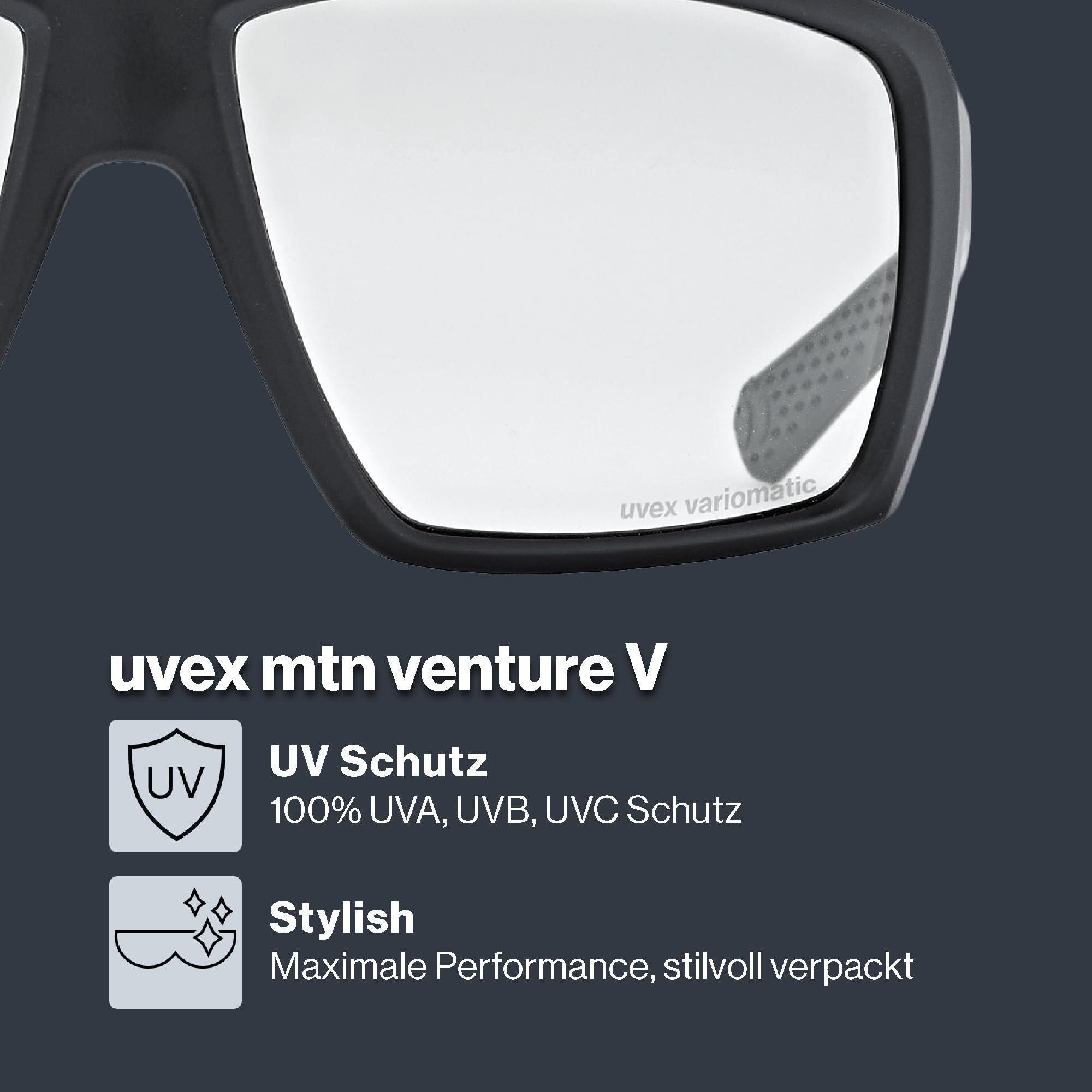 Uvex mtn venture V Sportbrille, black matt, one size | selbsttönend - konstraststeigernd