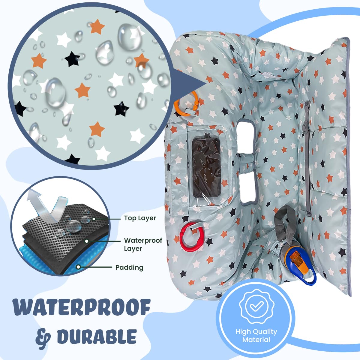 Shopping Cart Cover for Baby Grocery Cart Cover for Baby boy and Baby Girl, High Chair Cover for Baby and Toddler, Baby Registry Gift - Waterproof - Extra Large - Cotton - Double Sided (Multicolor)