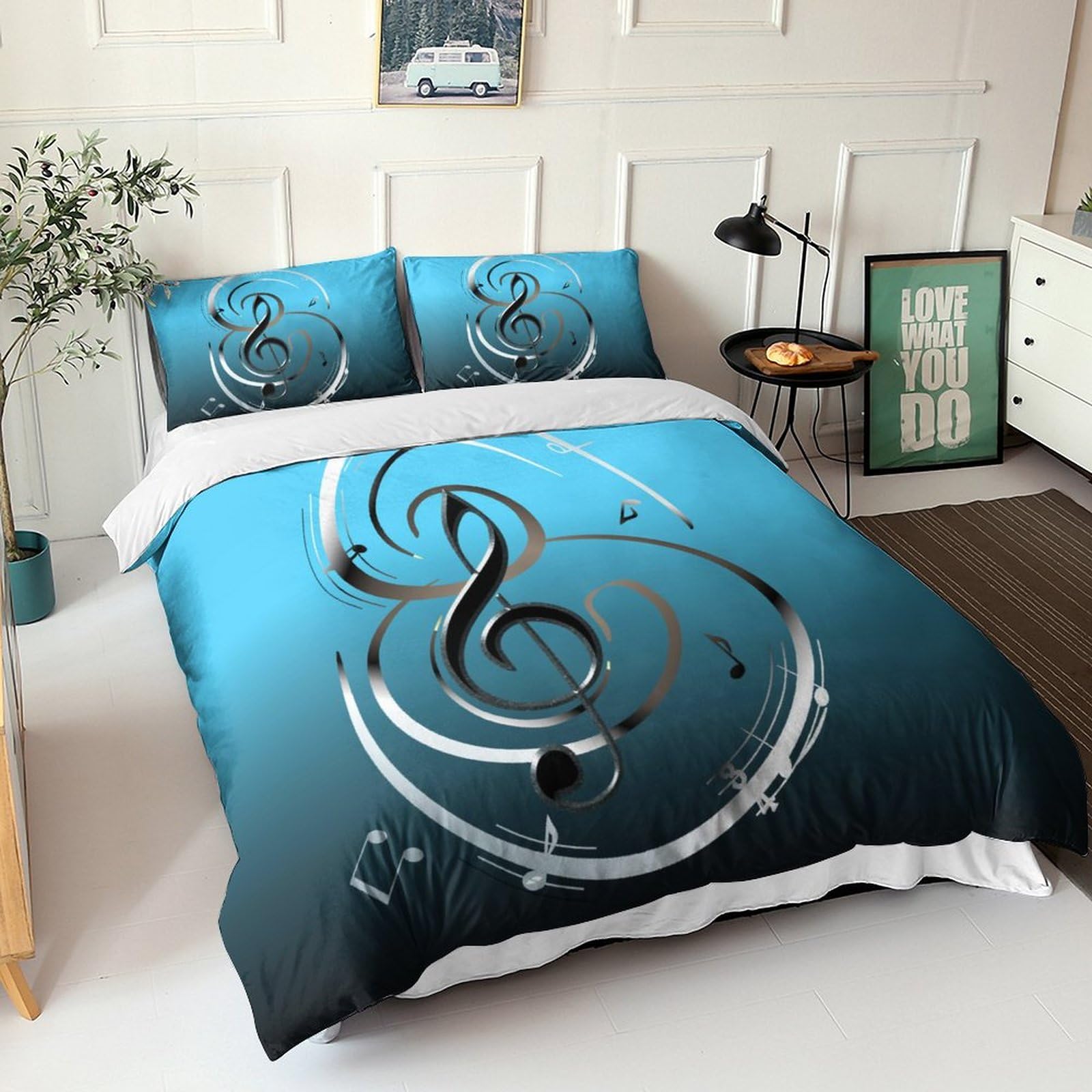 Parure de lit music notes avec fermeture éclair pour en finir avec la couette qui glisse