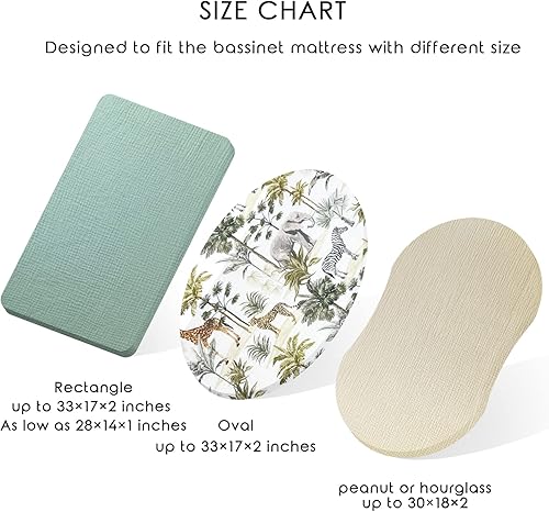 Miniatura 3 de Sábana de moisés de muselina ultrasuave para bebé niña y niño, sábana bajera transpirable de algodón orgánico para moisés estándar de 30 x 16