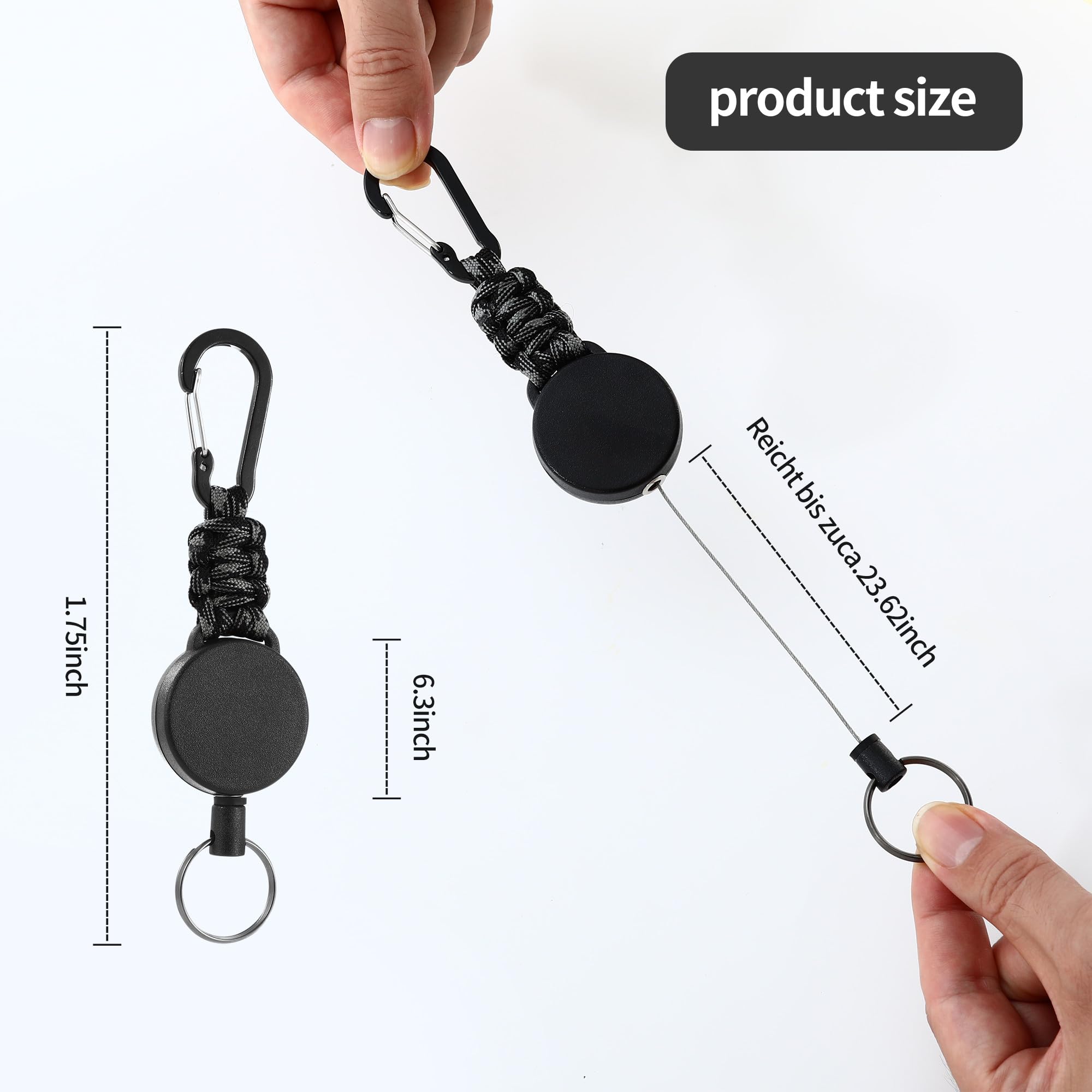 4 Stück Ausziehbare Schlüsselanhänger – 4 Farben – Mit 60 Cm Stahlseil & Karabiner – Praktisch Für Schlüssel & Ausweise