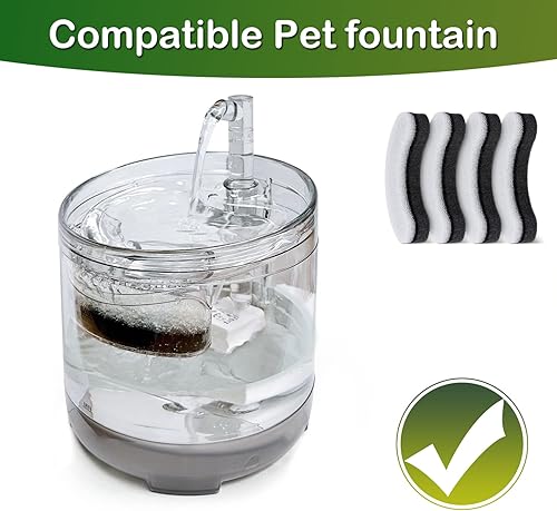 Miniatura 2 de Filtro de fuente de agua para gatos, filtro de repuesto para fuente de gato de carbón activado con esponja en forma de arco, compatible con fuente