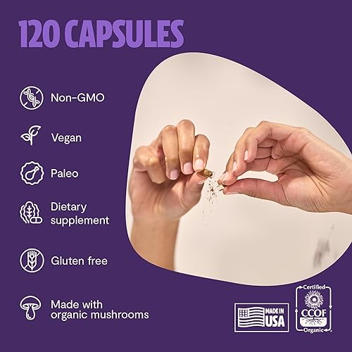 Miniatura 14 de FreshCap Mushrooms Suplemento de hongos Reishi 14,000 mg - Extracto de cápsulas de hongos Reishi, suplementos de hierbas, suplemento de reishi rojo