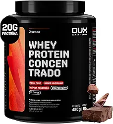 Whey Protein Concentrado Chocolate Pote 450g – Contribui para o Ganho Muscular Hipertrofia – Dux Human Health