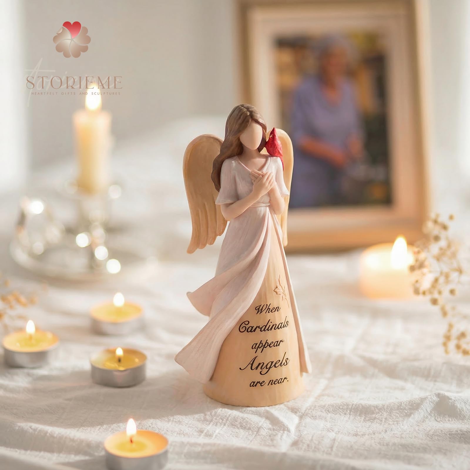 Storieme Cardinal Memorial Gifts for Women: Sympathy Gift for Loss of Loved One Mom Sister - Guardian Angel with Cardinal Home Decor