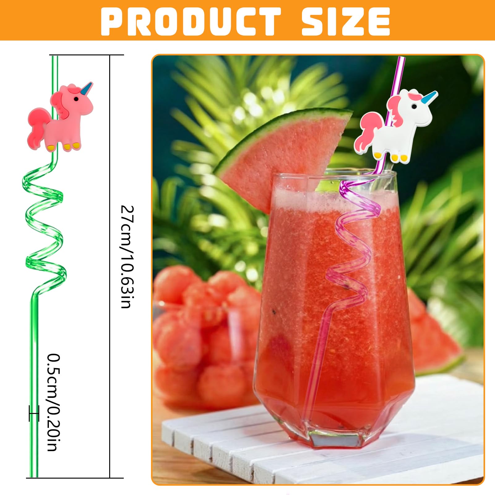Cannucce Plastica Riutilizzabili Feste Cannucce Unicorno Colorate - 8 Pezzi Riutilizzabili Per Feste Bambini Cannuccia Bambini - 5