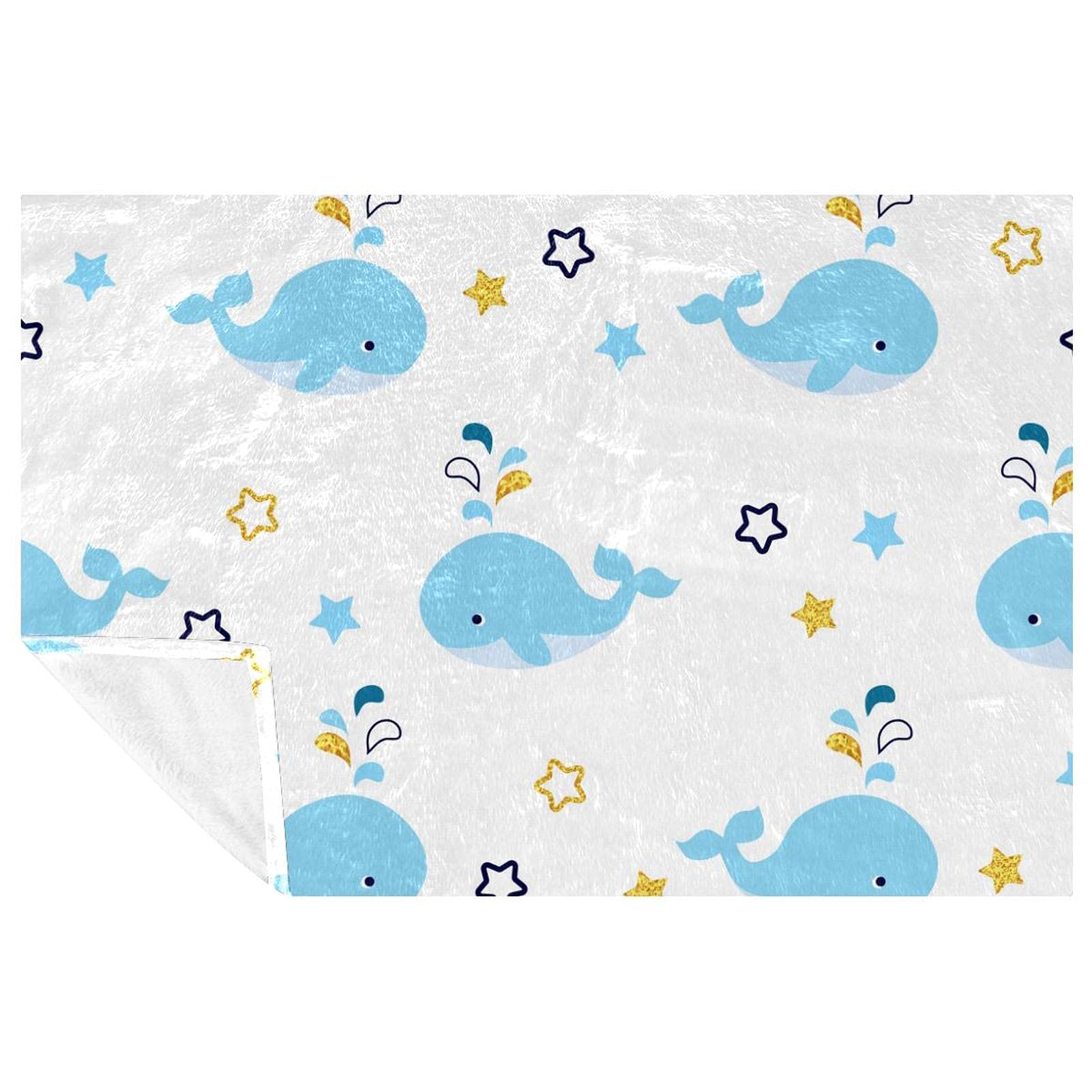 Couverture douce et chaude Whale Star plaid lit canap&eacute; camping plage