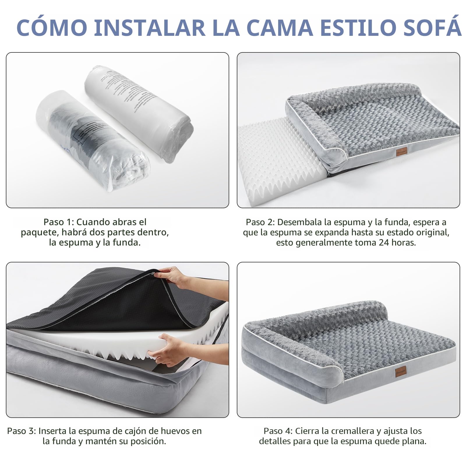 BFPETHOME Cama Ortopédica Grande para Perros, Sofá Cama Impermeable con Funda Extraíble Lavable, Forro Impermeable y Parte Inferior