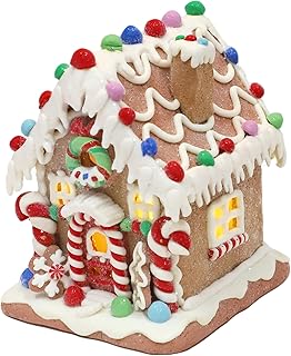 Gingerbread House Decoration, Battery-Operated Light-Up Gingerbread Hous...