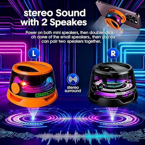 Miniatura 4 de Altavoces Bluetooth portátiles inalámbricos Soporte magnético para teléfono para PC iPhone Android, pequeño altavoz portátil con RGB para camping,
