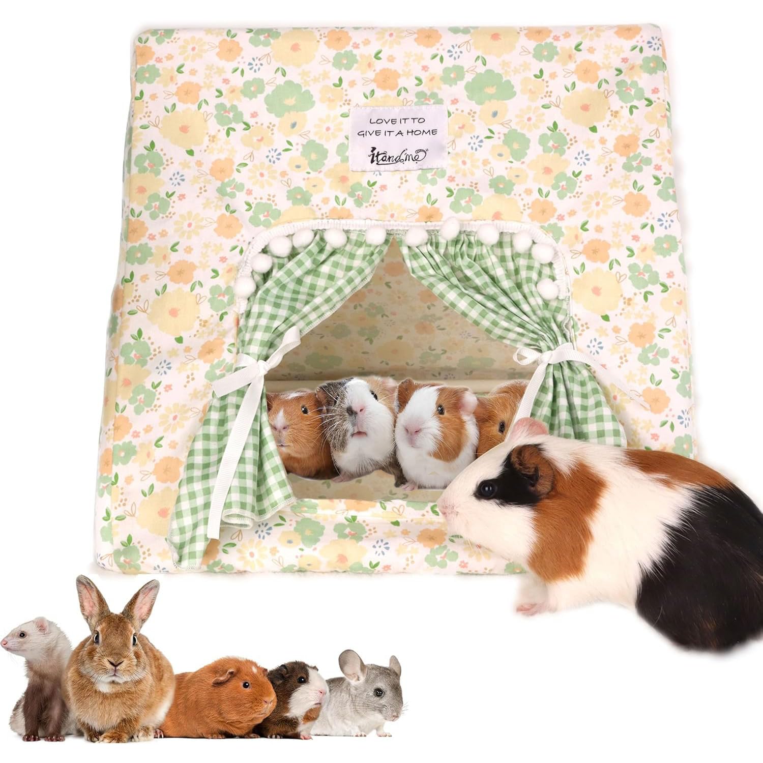 Amazon | モルモット隠れ家 テントハウス 生息地 カーテン付き 洗濯機