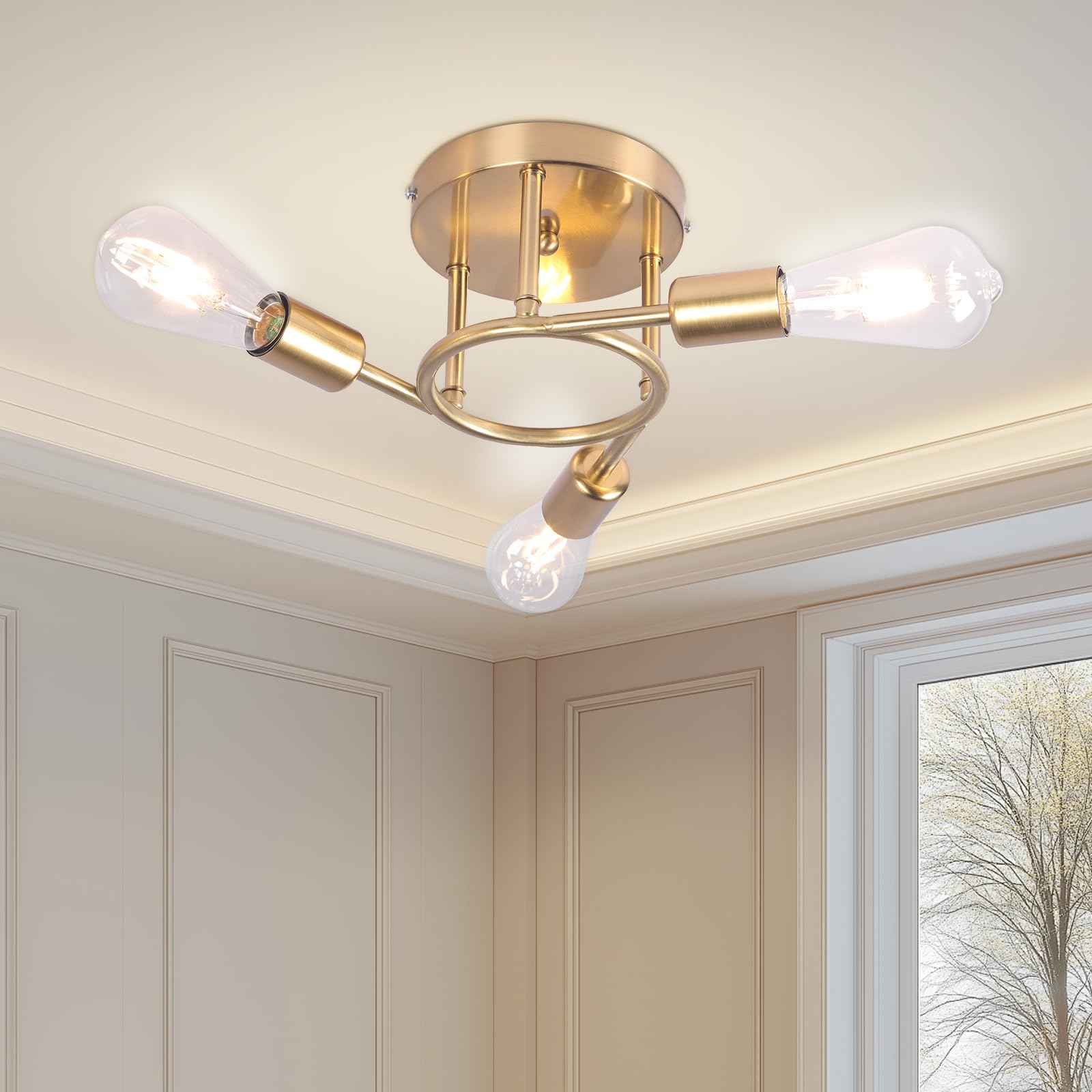 xychfantligh 8.5cm 3-Light Sputnik Flush Mount Chandelier Ceiling Light E27