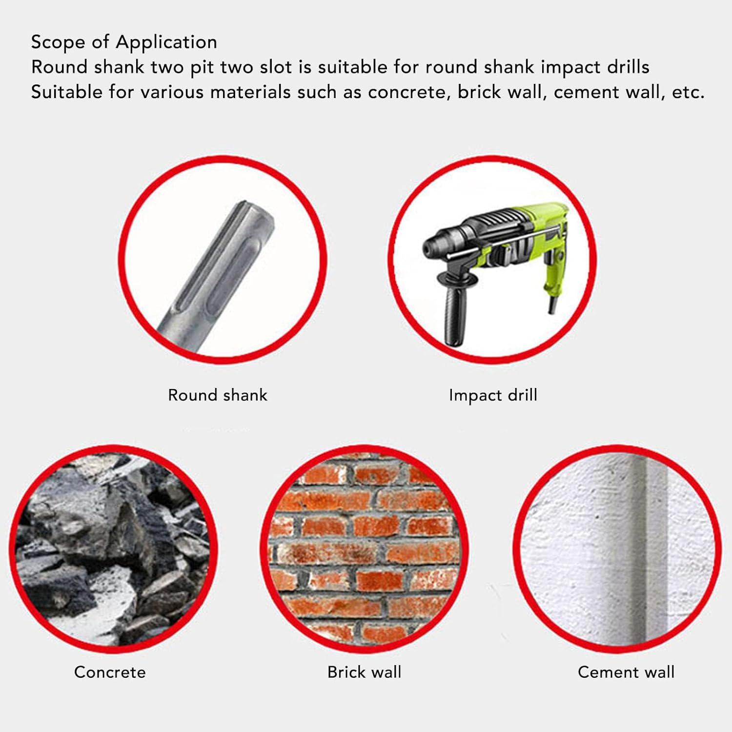 WALFRONT 6PCS Hammer Drill Chisel Set Versatile Flat Point Scaling Chisel Bits For Brick Concrete Cement Compatible with Most Electric Hammers