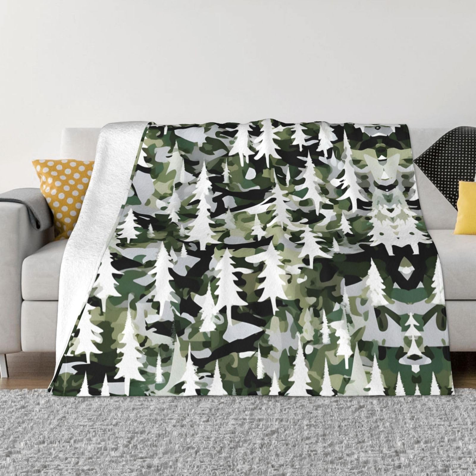 Plaid polaire camouflage doux pour réchauffer vos moments de détente sur lit ou canapé