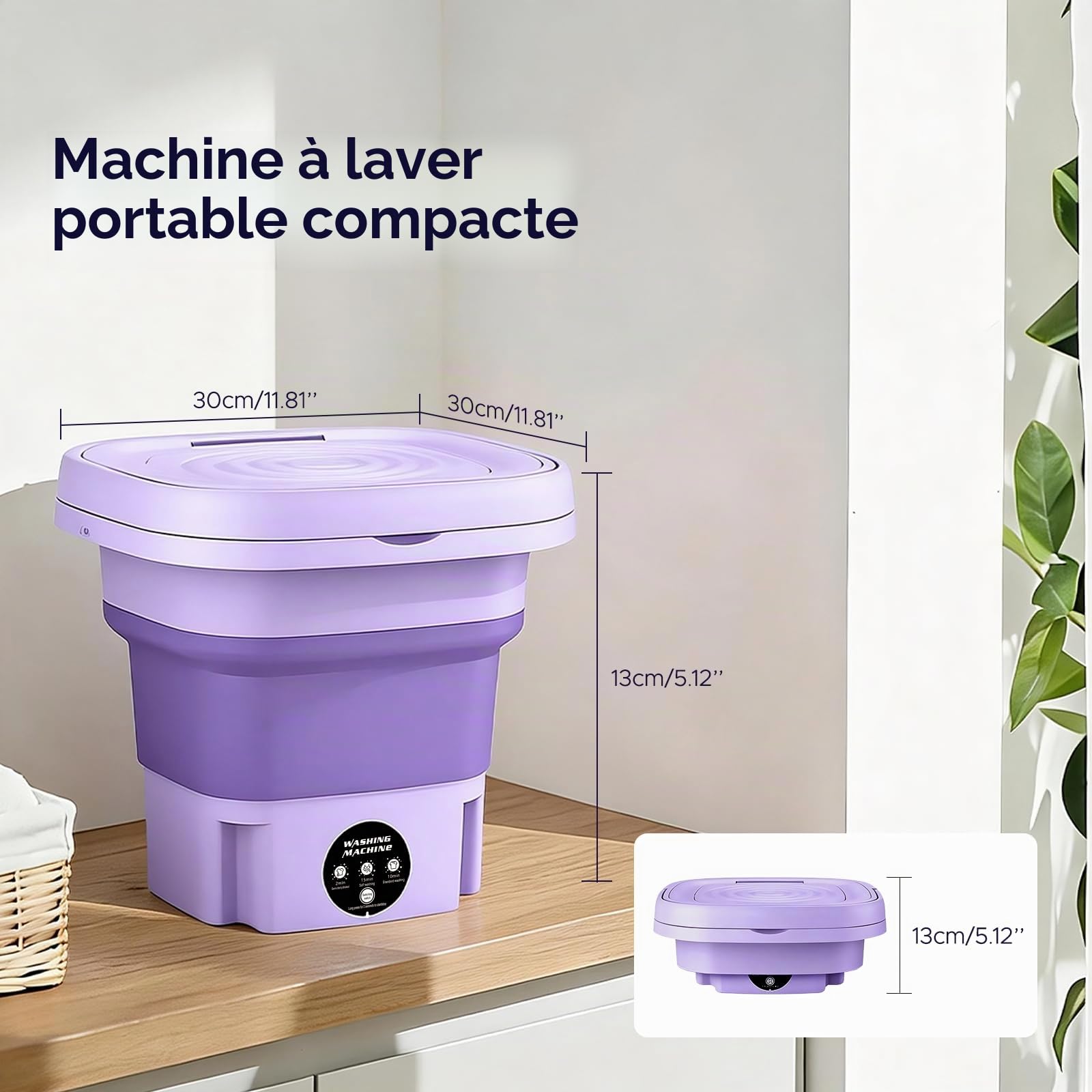 Mini machine à laver pliable portable voyage tuyau vidange adaptateur violet