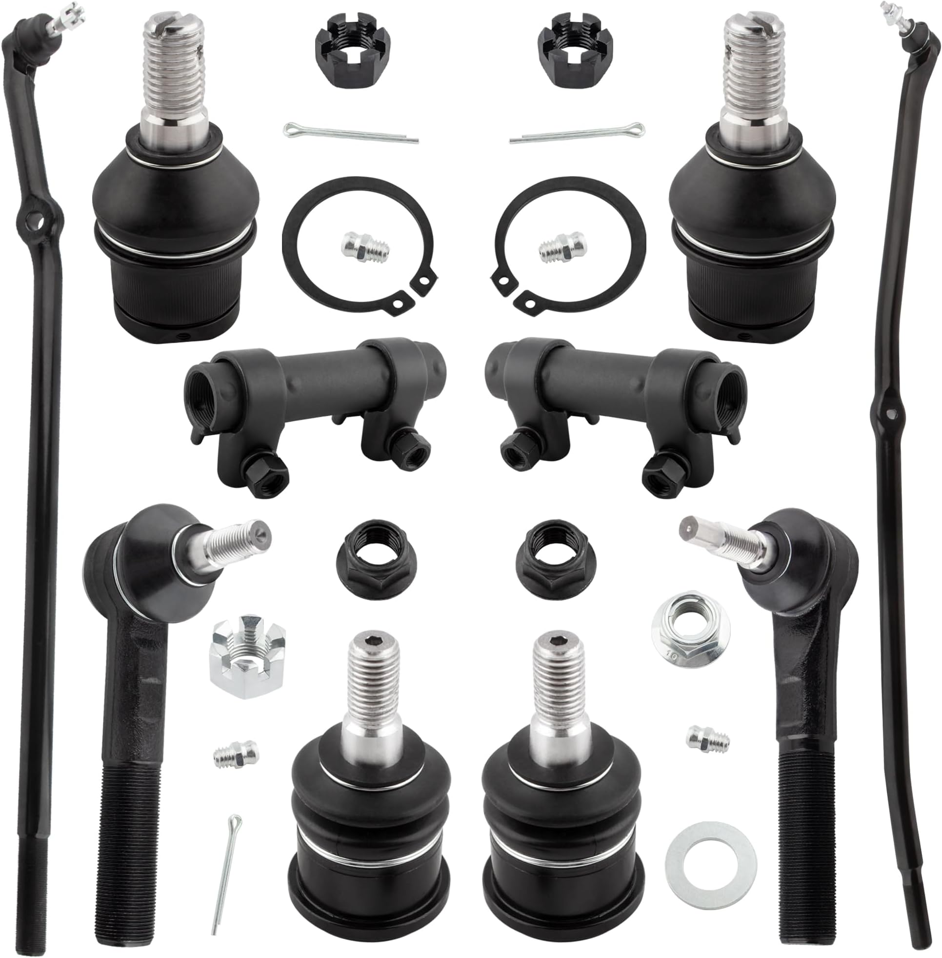 Front Inner and Outer Tie Rods Kit + Lower & Upper Ball Joints + Front Tie Rod Adjusting Sleeves For 4WD MODELS w/1st Design for Dodge Ram 2500 3500 2003-08/ Ram 1500 2006-2008 DS1463 DS1464