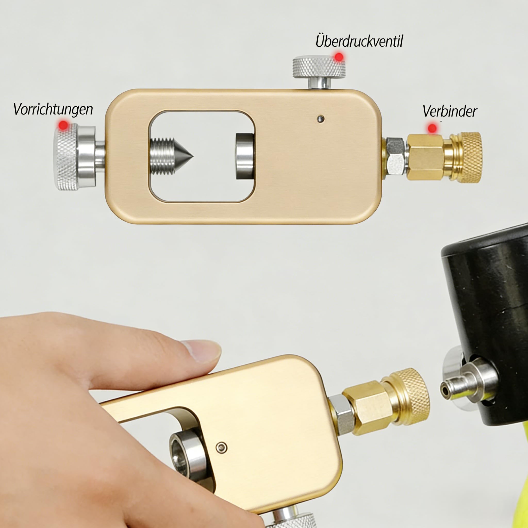 Adaptador Tanque Recarga Buceo, Adaptador de Alta Presión de 30 MPA con Manómetro, Aleación de Aluminio para Paintball, Rifles de Aire PCP, Botellas de Buceo, Compatible con Válvulas K/J/H