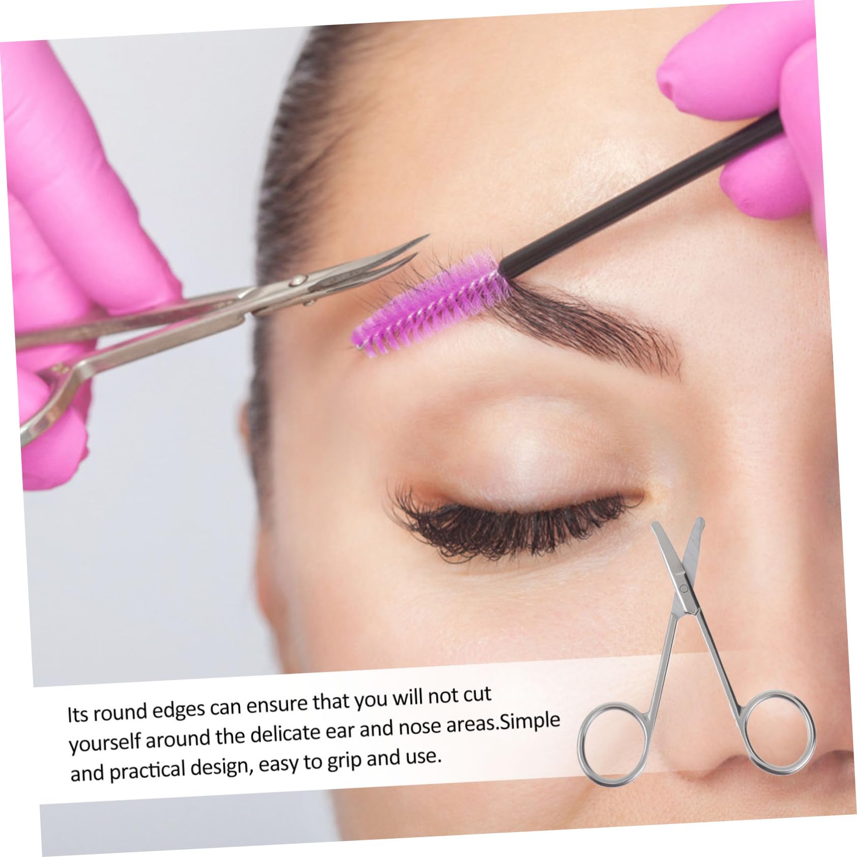 Healeved 2pcs Stainless Steel Eyebrow Trimming Tools Precision Scissors & Nose Hair Trimmer for Men and Women Care Supplies for Hair Removal and Grooming