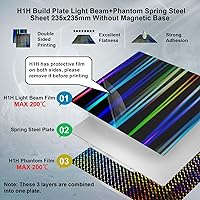 Vista 3 de H1H Placa de Construcción 235x235mm, Haz de Luz Doble Cara+Muelle de Acero Flexible Fantasma para Creality Ender 3/Ender 3 Pro/Ender 3 V2/Ender 3 V2