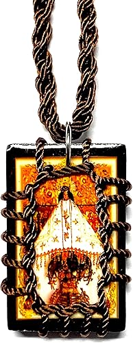 Nuestra Señora de Juquila Collar Escapulario de Madera Marrón Escapulario Café Madera Virgen de Juquila, Madera, No es una piedra preciosa