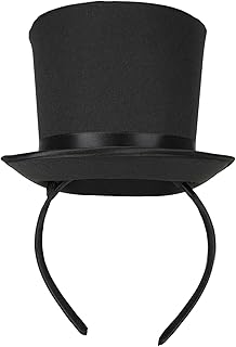 Mini Top Hat Headband Costume Accessory - 1920s Gatsby Hat, Roaring Twenties Miniature Great Gatsby 20s Hat - for Roaring 20s, Victorian Wedding, or Any Cosplay Theme Party