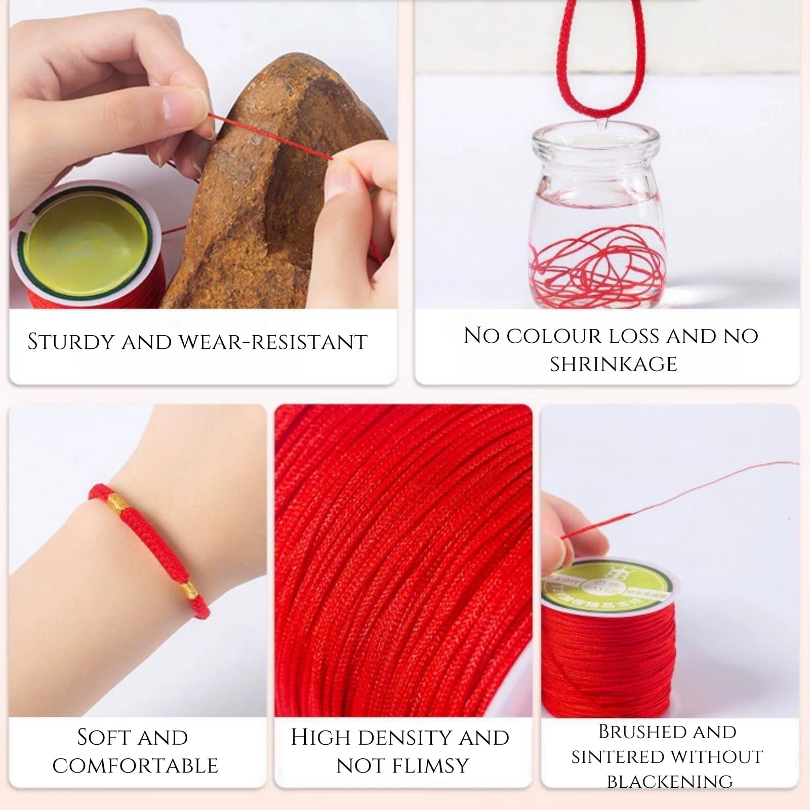 18 Farben 0.8mm Nylonschnur Über, 50m/Rolle,Nylon Perlenschnur Satinkordel,Beading String für DIY Schmuck Herstellung Freundschaft Armbänder Nähen