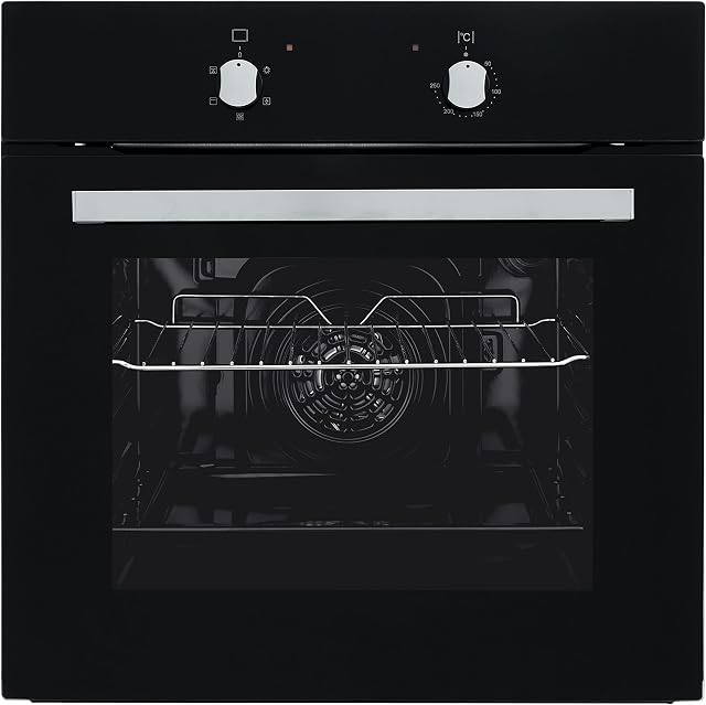 Cookology SFO60BK 60cm Built In Electric Fan Oven - Integrated Single Fan Oven with Grill in Black or Stainless Steel (Black)
