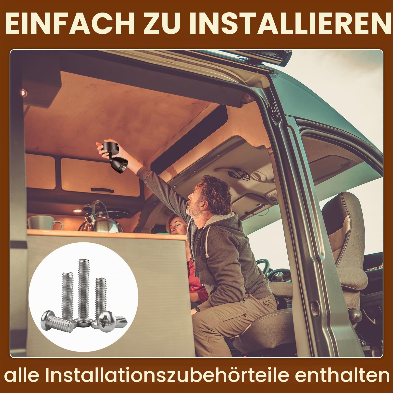 Bonlux 12V LED Spot Leselicht Mit Schalter - 3W Warmweiß 3000K Lampe für Wohnmobil, Wohnwagen, Camper, Reisemobil, Caravan, Boot - 2 Stück