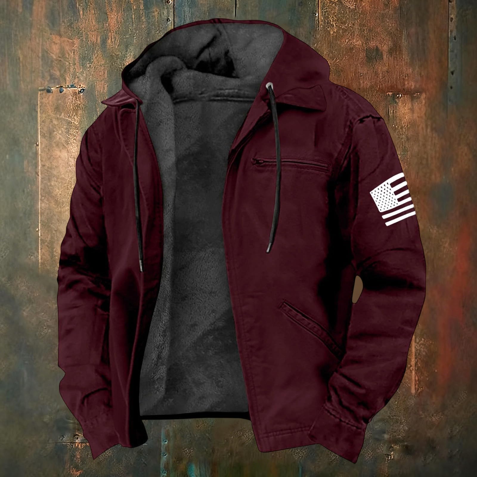 Chaqueta de invierno para hombre, cálida, de entretiempo con cremallera, forro polar, térmica, cortavientos, tallas grandes