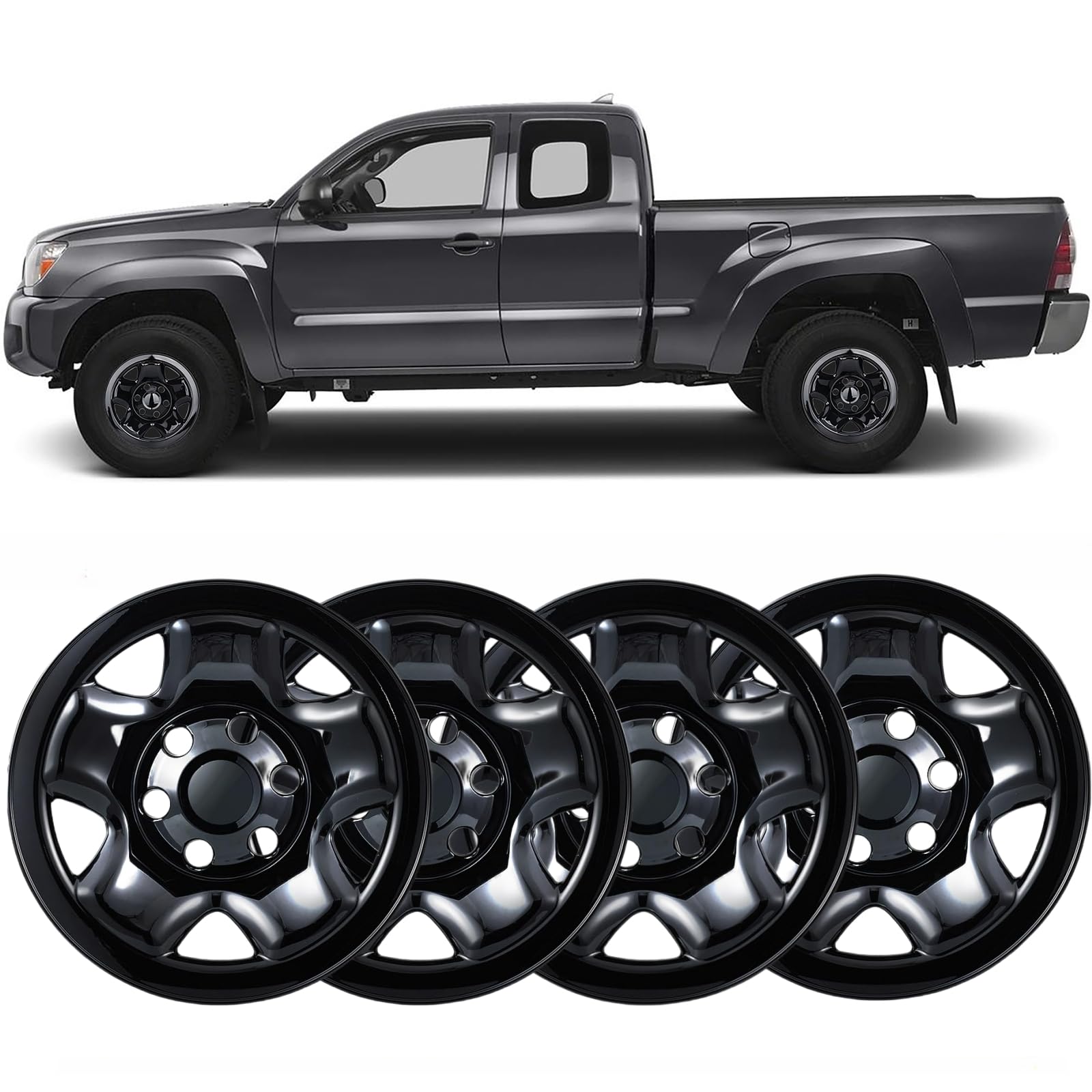 Photo 1 of TULALUX Wheel Skins Compatible with Toyota Tacoma 2005-2023; 16 inch Wheel Covers; Set of 4 Packs (Glossy Black)