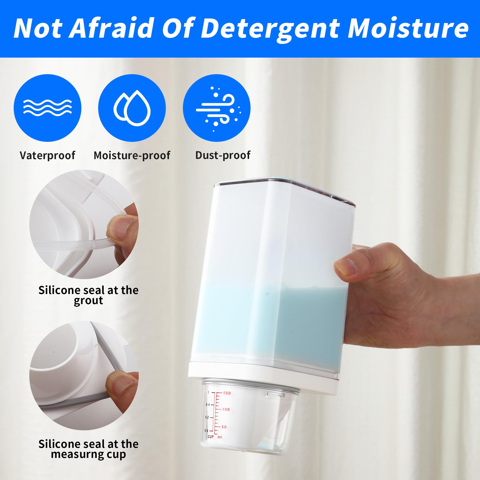 2 Pezzi 1100 ml Dispenser Detersivo Lavatrice,Dosatore Detersivo Lavatrice con Misurino, Contenitore per Detersivo in Polvere,Può essere utilizzato per conservare detersivi, riso, cereali, ecc