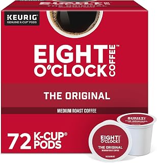 Eight O'Clock Original Medium Roast K-Cup Pods, 72 Count - Smooth 100% Arabica Coffee for Keurig Brewers