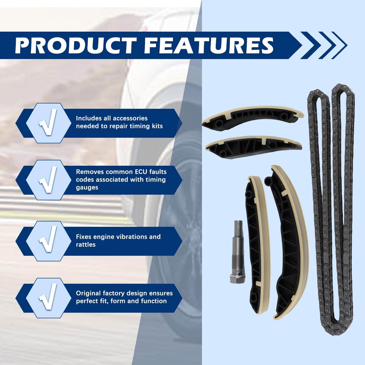 Engine Timing Chain Kit Fit for Mercedes Benz E-Class C63 E63 CLS63 ML63 AMG M156 6.2 6.3L A1560520016