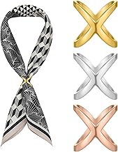 3 Pcs Scarf Ring for Women, Gold Sliver Scarf Clips Metal Scarfs Slide Buckle Silk Scarves Pin Shawl Clips Shawl Clasp Holder Scarfs Accessories for T-Shirt Neckerchief