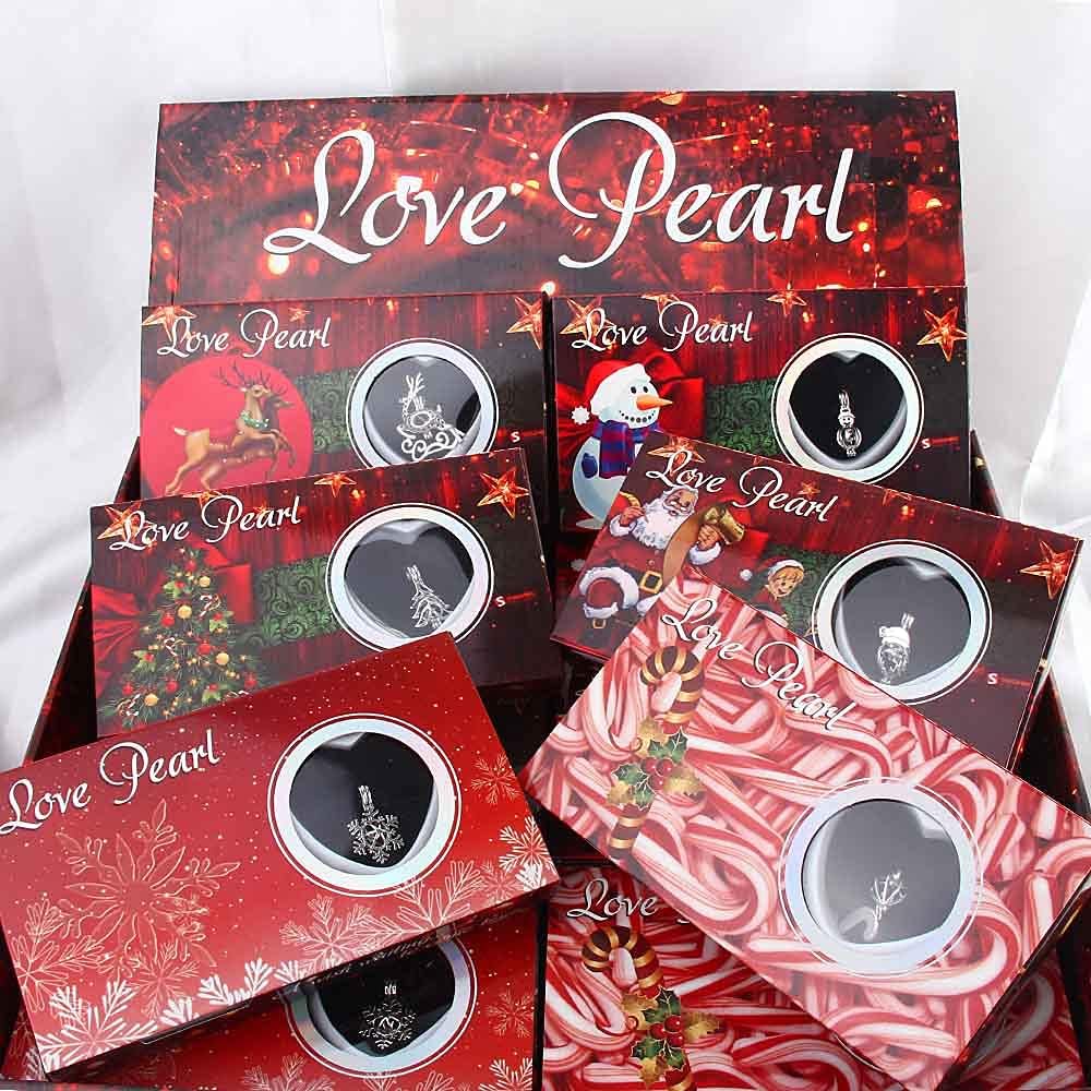 Christmas Wish Pearl Cage Pendant Necklace Box Sets Silver Plated Chains 16"