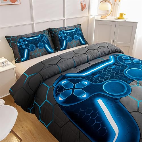 Miniatura 3 de NTBED Juego de edredón geométrico 3D, juego de ropa de cama de microfibra ligera con patrón de diamante irregular para todas las estaciones (gris,