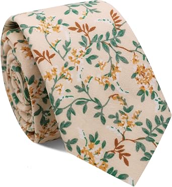 Mantieqingway Floral Ties for Men, Cotton 2.75 Inches Mens Floral Tie Neckties for Weddings, Party, Daily Use, T-shirt, Suit