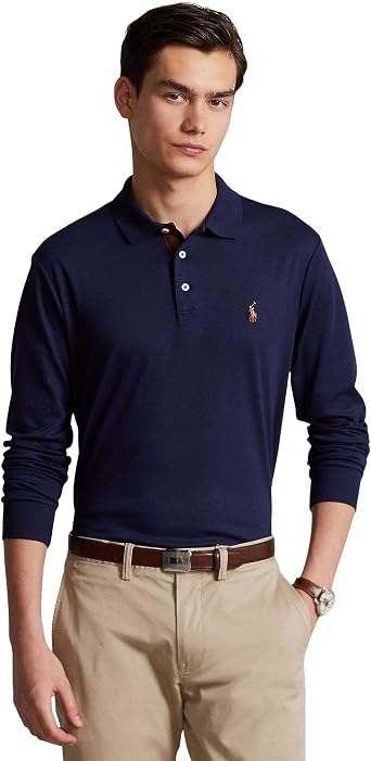 POLO RALPH LAUREN Classic Fit Long Sleeve Soft Touch Polo Shirt French Navy LG