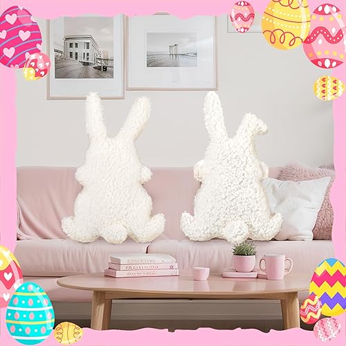 Miniatura 5 de Yuntau 2 almohadas de Pascua de conejo, almohada de espalda de conejo, almohada abrazable, almohada decorativa de conejo para Pascua, cumpleaños,