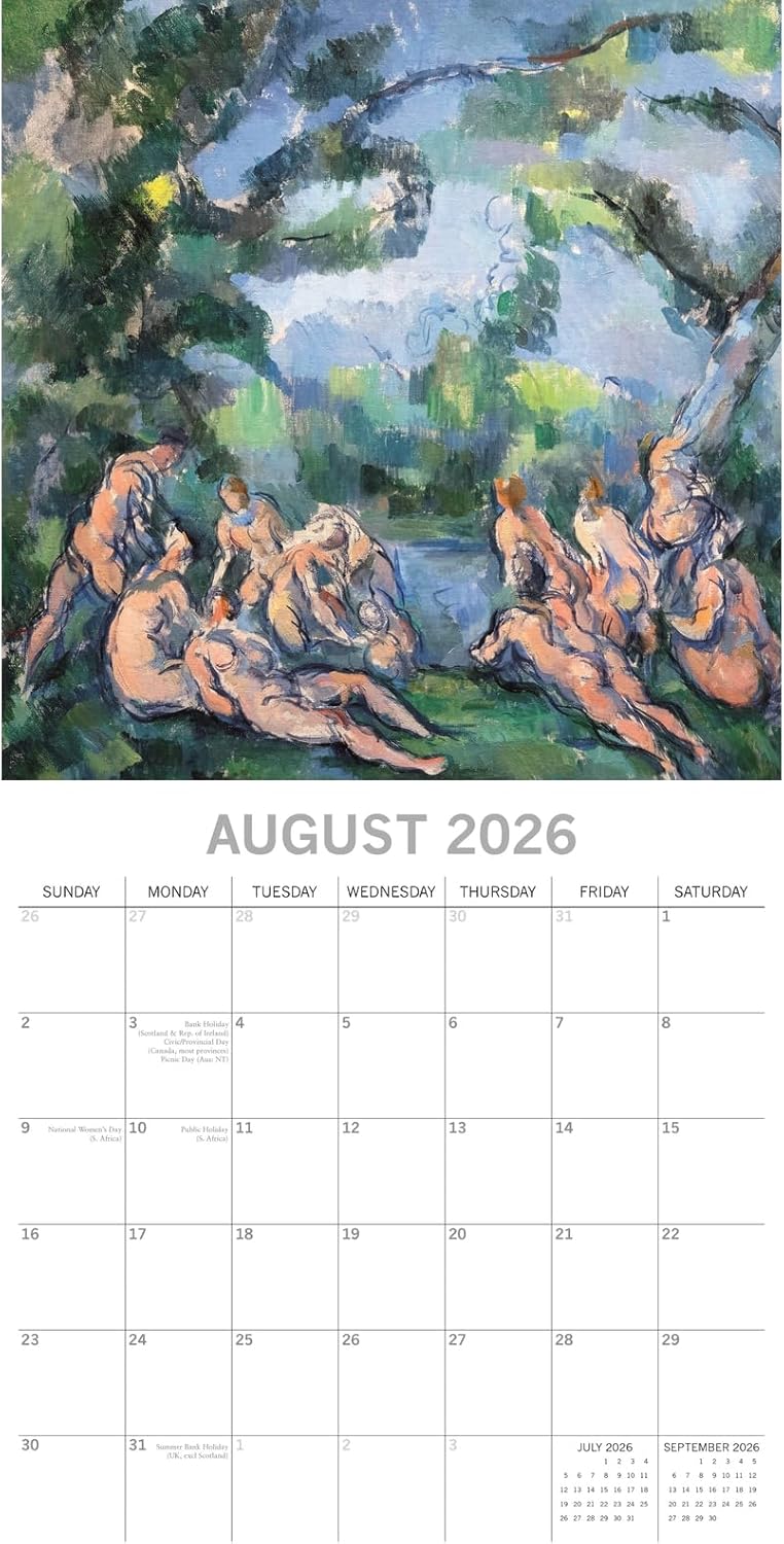 The Gifted Stationery 2026 Square Wall Calendar, Cezanne, 16-Month Arts & Antiques Theme Hanging Calendar with 180 Reminder Stickers, Month Planner for Home, or Creative Spaces, 12x12 In - Image 3
