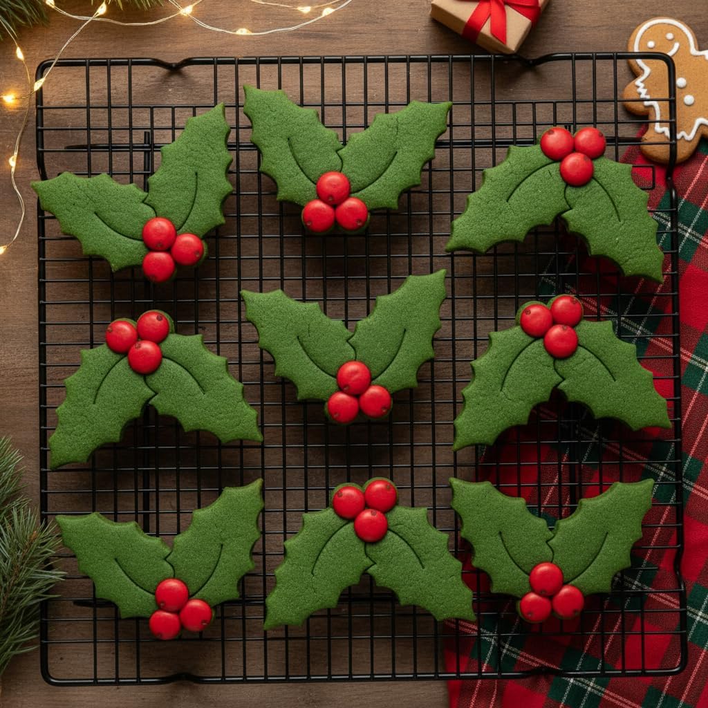 Set of 2 Christmas Holly and Mistletoe Cookie Cutter, 2 pieces - Bakerlogy