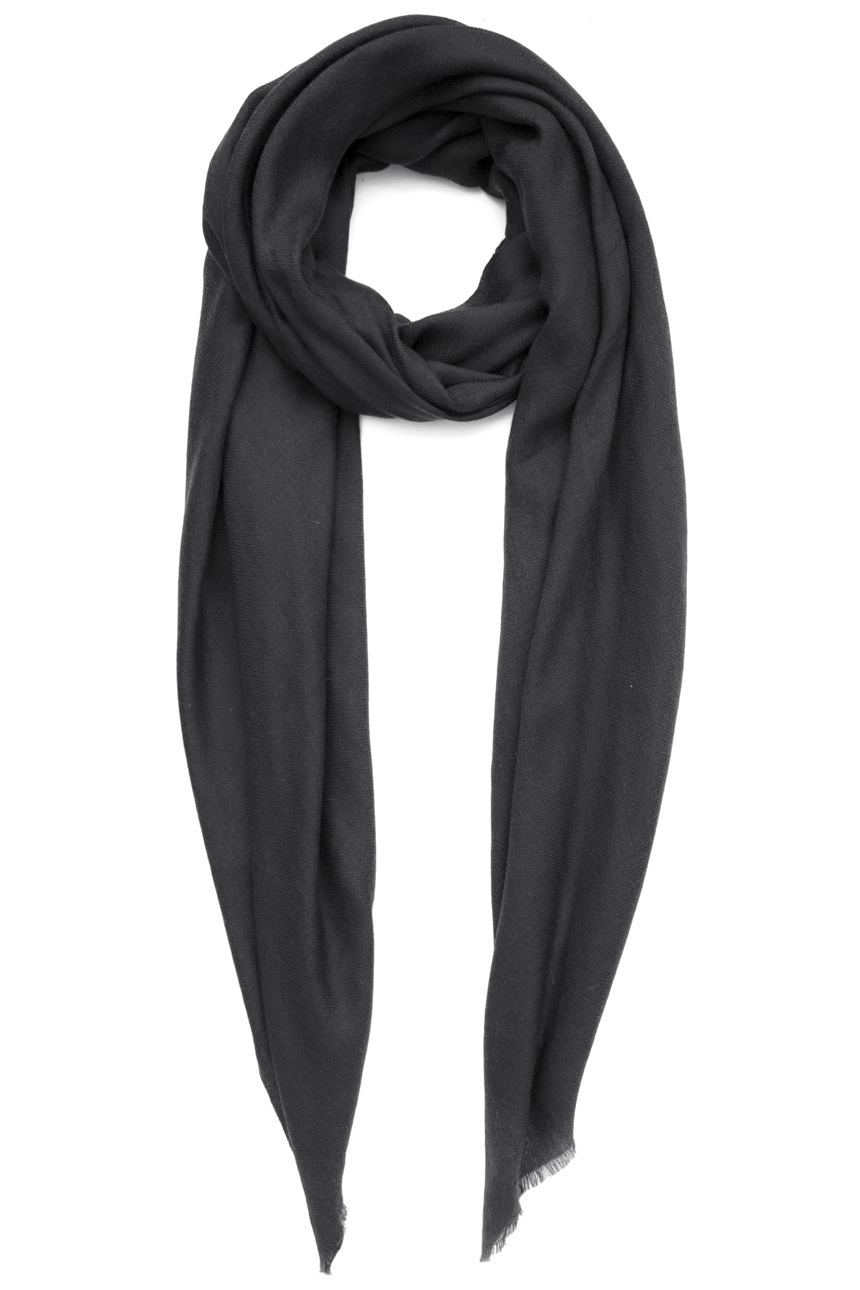 Bufanda Cachemira Hecho en Kashmir (Paquete de Regalo) Lana Merino Seda Cachemira Mezcla Bufanda Larga Superfine Mujer Hombre Pashmina Unisex Carbón