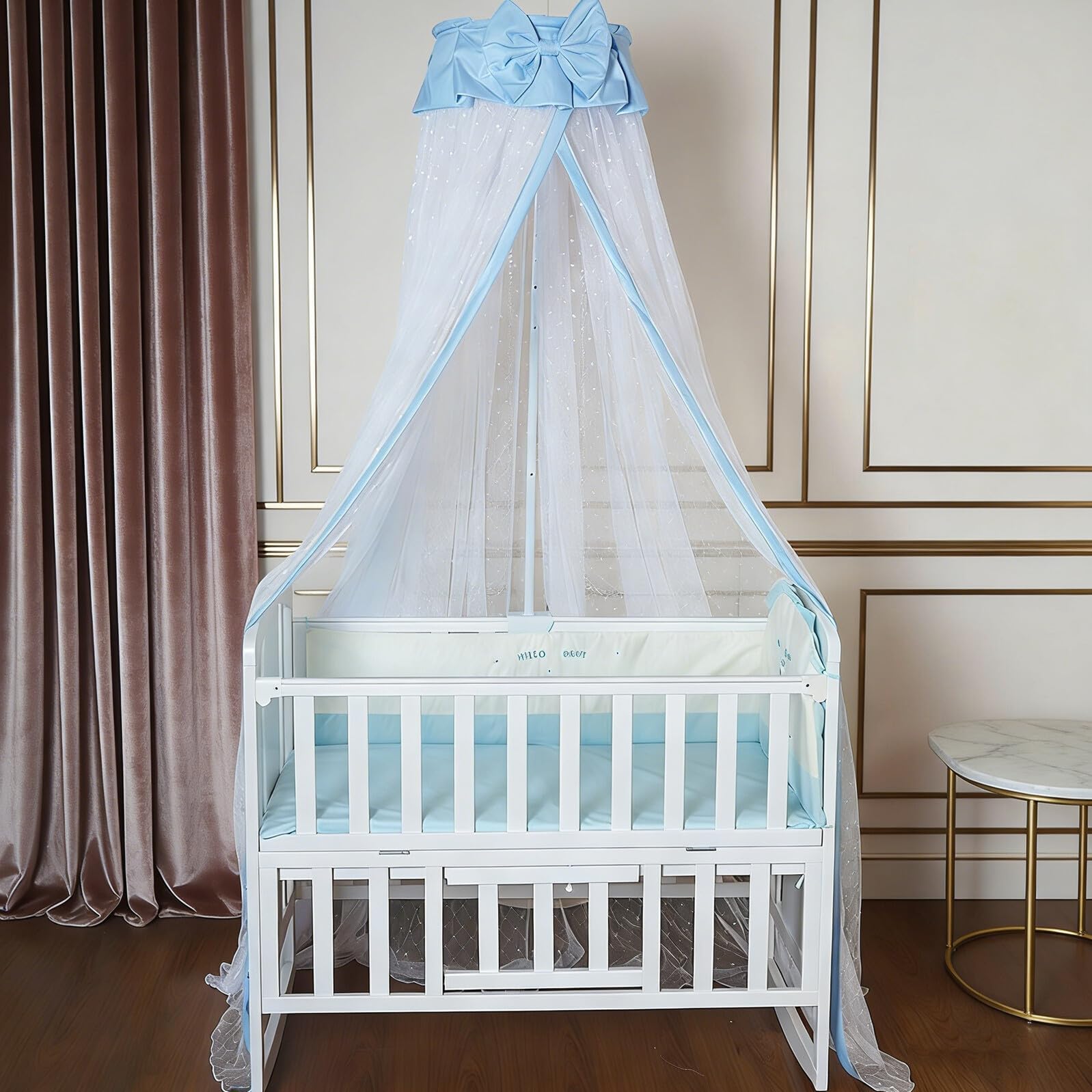 Zanzariera per Lettino con Copertura Completa, Pieghevole e Traspirante e Acciaio, Design a Baldacchino Elegante e Confortevole per Neonati